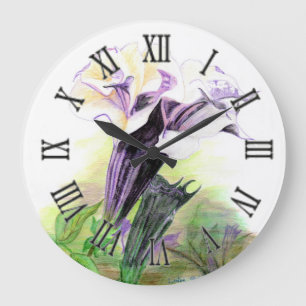 Double Lavender Angle Trumpet Grande horloge ronde