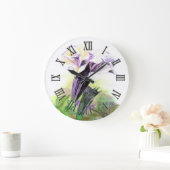 Double Lavender Angle Trumpet Grande horloge ronde (Maison)