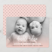 Double Le Fun Baby Girl Twins Faire-part de naissa (Devant / Derrière)
