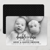 Double Le Fun Boy Girl Twins Faire-part de naissan (Devant / Derrière)