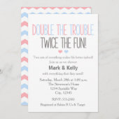 Double le problème TWINS Baby shower Invitation (Devant / Derrière)