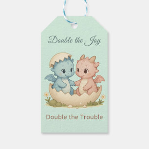 Double les étiquettes cadeau Joy Twin Baby Dragon