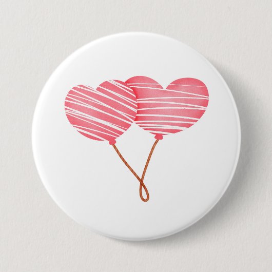 Double Love Celebration Buttonnen – hartvormig Ronde Button 7,6 Cm (Voorkant)