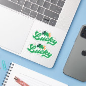 Double Lucky St. Patrick's Day gesneden vinyl Stic Sticker (Laptop met iPhone)