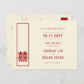 Double Mariage Bonheur Enregistrer La Date Carte P (Devant / Derrière)