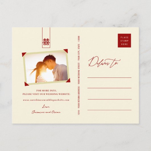 Double Mariage Bonheur Enregistrer La Date Carte P (Dos)