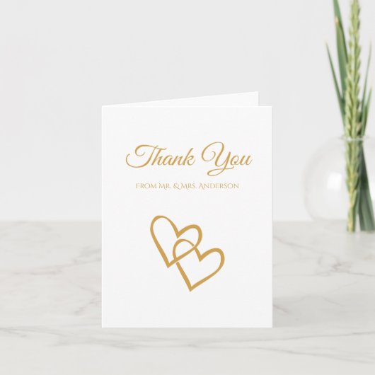Double Merci simple de mariage d'or de coeur (Devant)