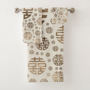 Double motif de symbole de bonheur - or en pastel