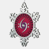 Double ornement d'argent de clef basse de musique (Vue impression)