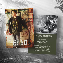 Double Photo Boy Sons Graduparty Kaart