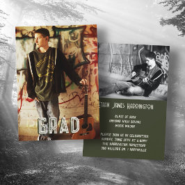 Double Photo Boy Sons Graduparty Kaart