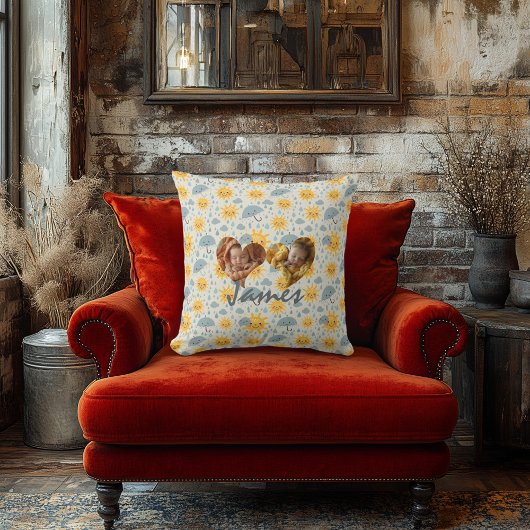 Double Photo Coussin Cadres cardiaques & Kawaii Mé