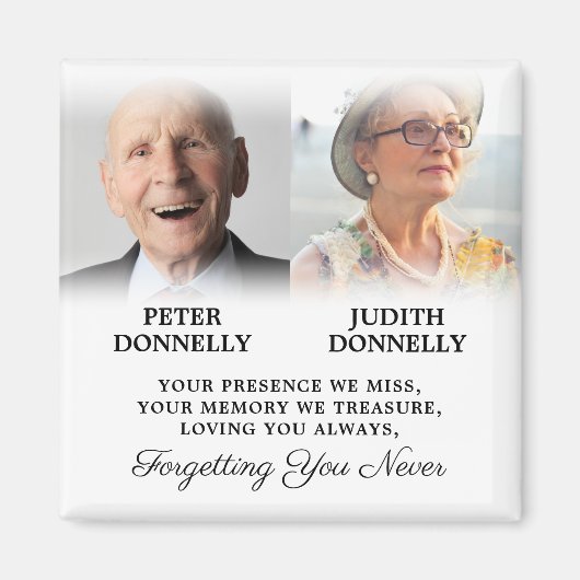 Double Photo Memorial Funeral Favor Magneet (Voorkant)
