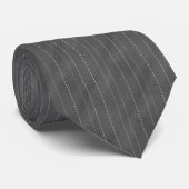 Double Pinstriped | Dk. Gray Stropdas (Opgerold)