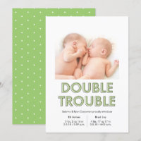 Double problème Green Twins Baby Faire-part