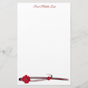 Double Red Gerber Daisy Sweep Persoonlijk Briefpapier