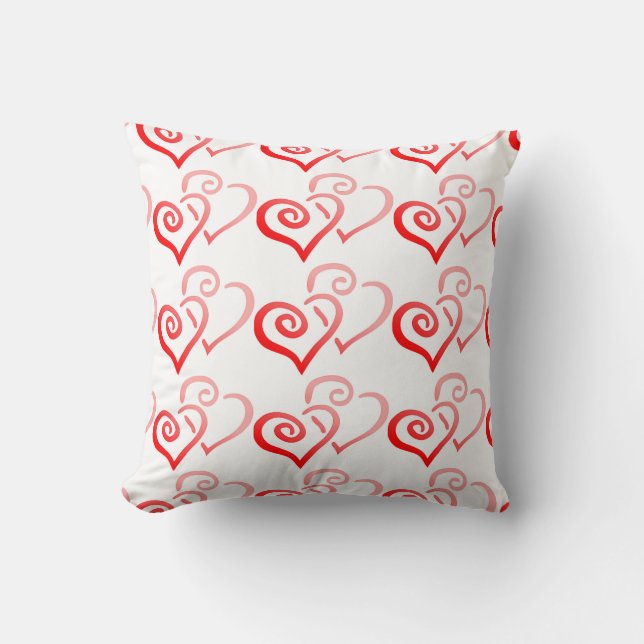 Double Red Swirly Hearts Pillow Kussen (Voorkant)