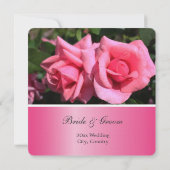 Double rose rose chaud fleurs invitations mariage (Dos)