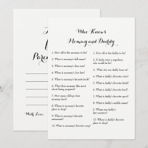 Double Side Baby shower Games - Advies   Wie weet Kaart