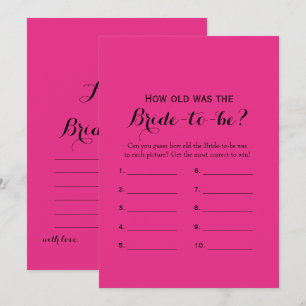 Double Side Hot Pink Vrijgezellenfeest Games Kaart