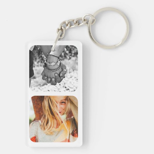 Double Sided 4 Photo Template Rond White Sleutelhanger (achterkant)