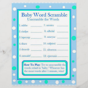 Double Sided Baby shower Games Flyer
