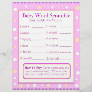 Double Sided Baby shower Games Flyer