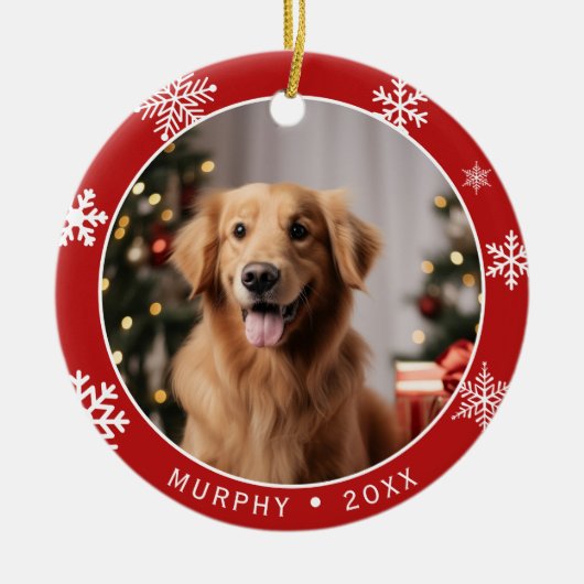 Double Sided Dog Photo Keepsake Christmas Ornament (Voorkant)