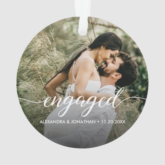 Double sided Engaged couple Photo Custom Ornament (achterkant)