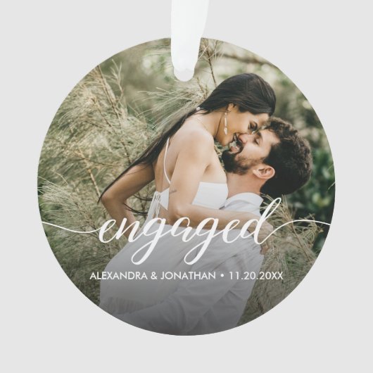 Double sided Engaged couple Photo Custom  Ornament (voorkant)