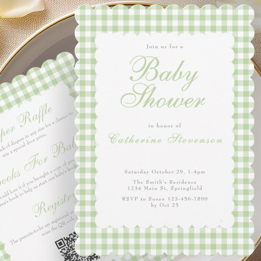 Double Sided Green Baby Shower Invitation