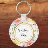 Double sided Logo QR Code floral keychain (Voorkant)