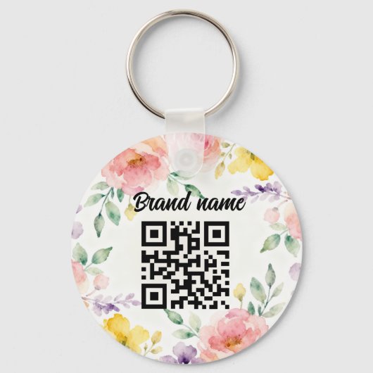 Double sided Logo QR Code floral keychain (Achterkant)