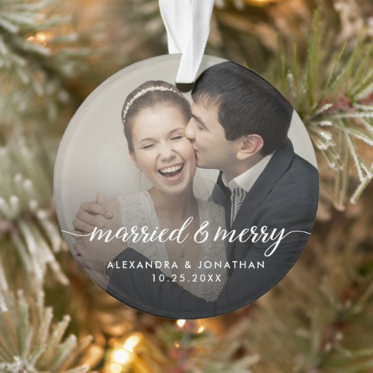 Double sided Married & Merry Newlywed Custom Photo (Arbre)