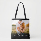 Double Sided Photo Love Text Black Carry Draagtas (Voorkant)