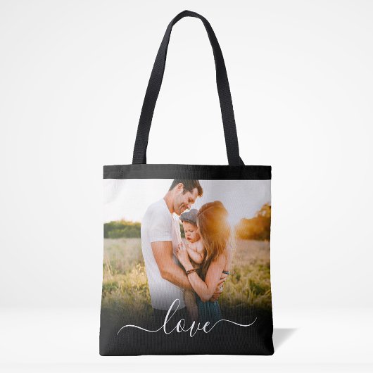 Double Sided Photo Love Text Black Carry Draagtas