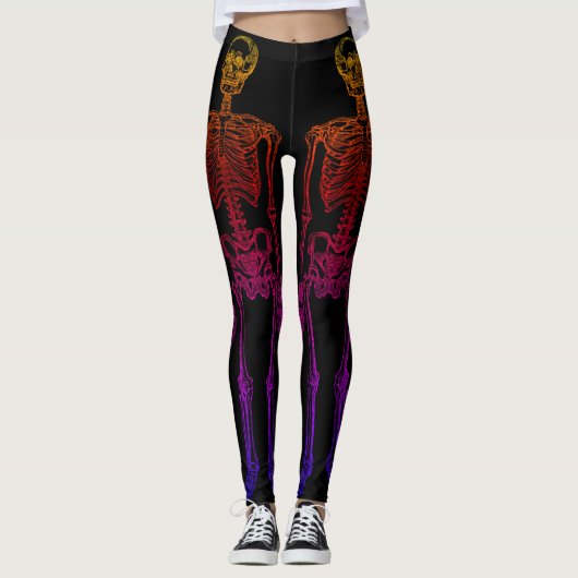 Double Skeletons humains Leggings noirs (Devant)