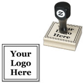 Double Square Border Voeg hier uw Logo toe Rubberstempel (Gestempeld)