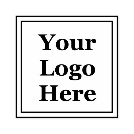 Double Square Border Voeg hier uw Logo toe Rubberstempel (Afrduk)