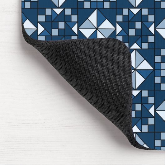 Double Star Chain Shades of Blue Quilt Muismat (Hoek)