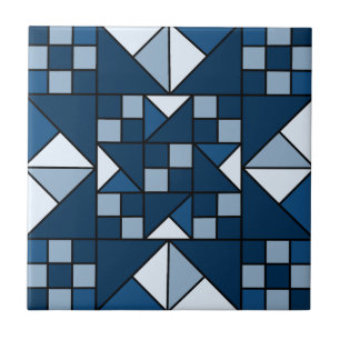 Double Star Chain Shades of Blue Quilt Tegeltje