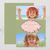 Double Sweet 2 Photo Invitation Kaart (Voorkant / Achterkant)