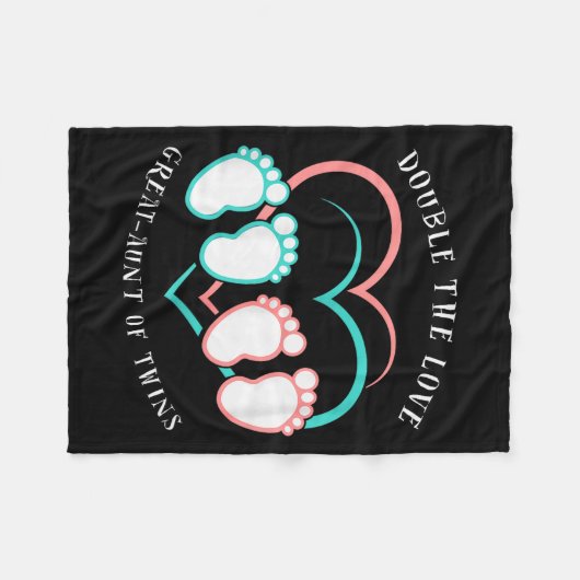 Double The Love New Great-aunt Of Twins Fleece Deken (Voorkant (Horizontaal))