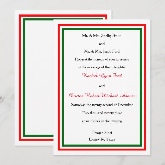 Double Triage de Noël -5x7 Faire-part de mariage (Devant / Derrière)