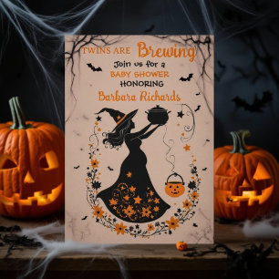 Double Trouble Brew - Een Tweeling Halloween Baby Kaart
