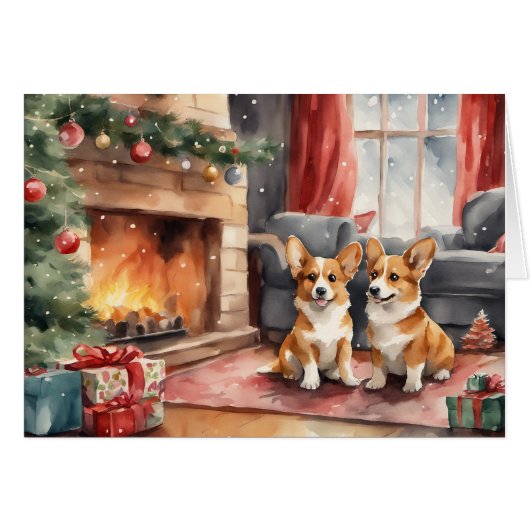 Double Trouble Corgi Dog Christmas (Voorkant Horizontaal)