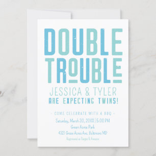 Double Trouble Twin Boys Baby shower Invitation