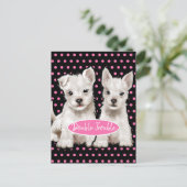 Double Trouble twin pups briefkaart (Staand voorkant)