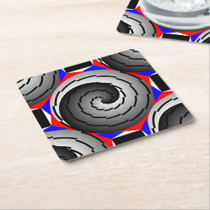 Double Yin Yang Spiral van Kenneth Yoncich Vierkante Kartonnen Onderzetter
