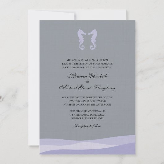 Doubles invitations de mariage d'hippocampe (Devant)